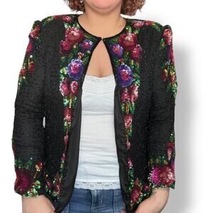 BRILLIANTE BY J.A. BEADED OPEN FRONT JACKET SIZE XL